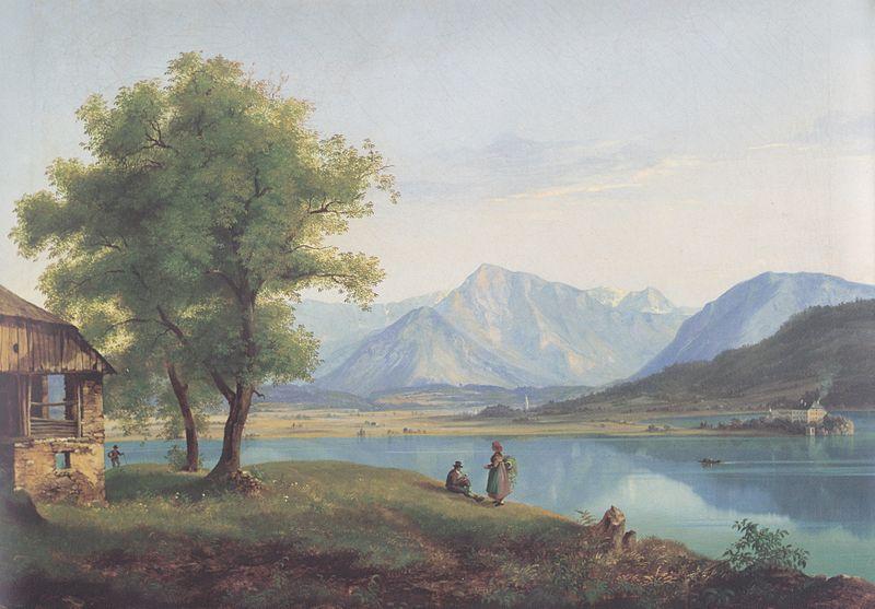 Markus Pernhart Worthersee mit Loretto und dem Ferlacher Horn oil painting image